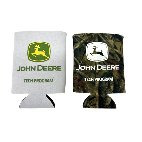 2 JOHN DEERE Foam Can Koozies - John Deere Tech Team Camo & White - Picture 1 of 2